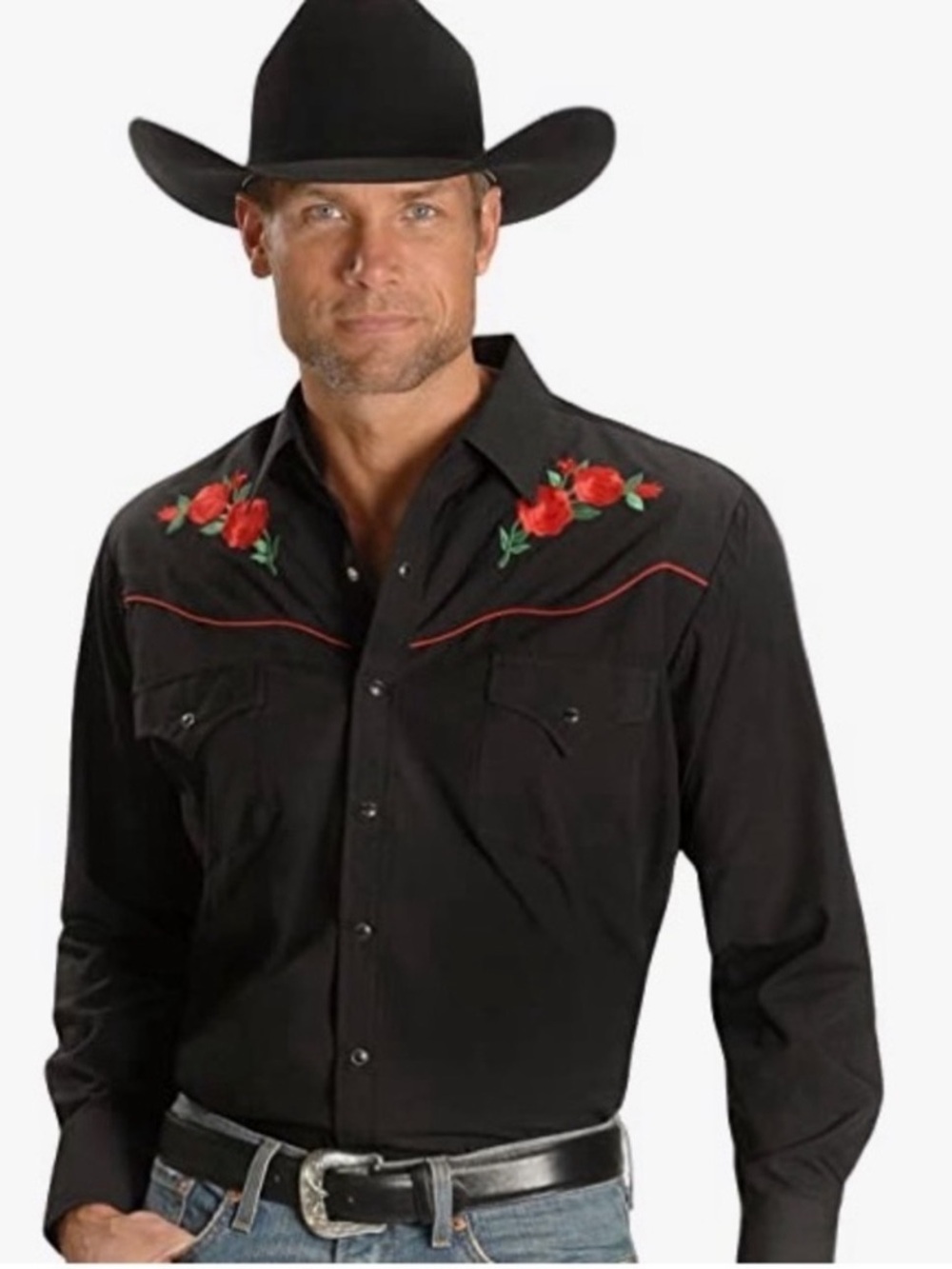 Vintage Ely Cattleman Embroidered Roses Pearl Snap Western Rodeo Cowboy Shirt